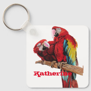 Chaveiro Red Macaw Papagaio Papagaio Chave de Arte de Aquar