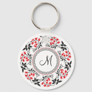 Chaveiro Red May lily ring Personalizado Monograma Inicial