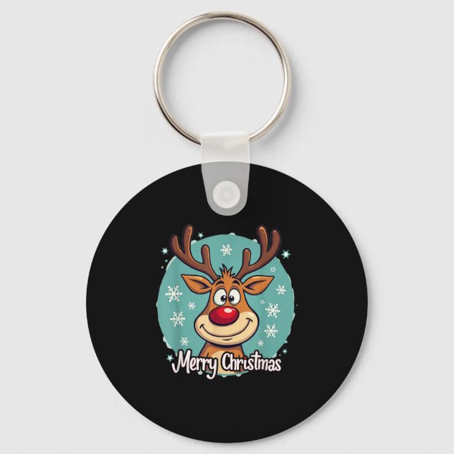 Chaveiro Red Nose Reindeer Funny Merry Christmas Men Women  (Frente)