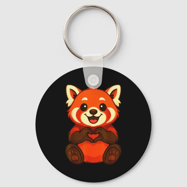 Chaveiro Red Panda Doing Heart With Hands Valentines Day  (Frente)