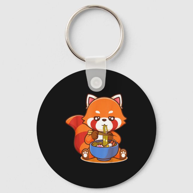 Chaveiro Red Panda Eating Ramen Japanese Soup Zoo Animal Zo (Frente)