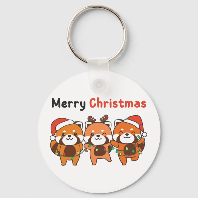 Chaveiro Red Panda Natal Pandas Feliz Chave de Natal (Frente)