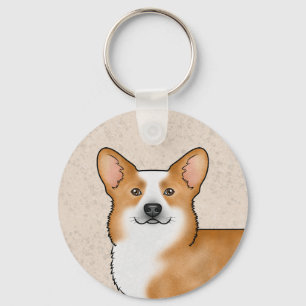 Chaveiro Red Pembroke Welsh Corgi Cute Head Retrato