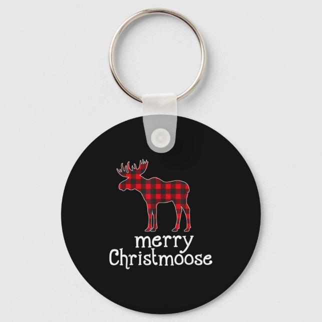Chaveiro Red Plaid Merry Christmoose Christmas Moose Lovers (Frente)