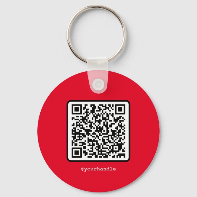 Chaveiro Red QR Code Key Ring Social Media Simples Moderno (Frente)