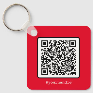 Chaveiro Red QR Code Key Ring Social Media Square Aluminium