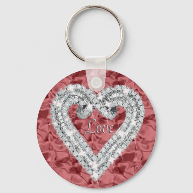 Chaveiro Red Round Love Diamond Heart Keychain (Frente)