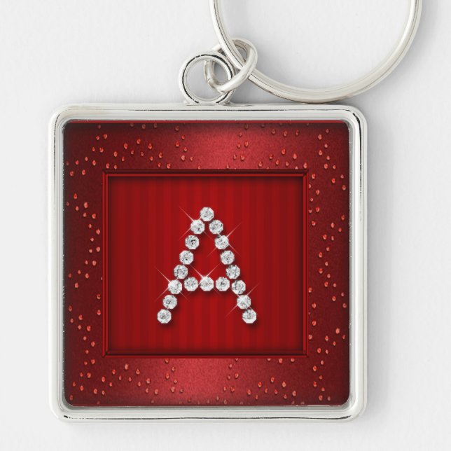 Chaveiro Red Shimmer e Sparkle com Monograma (Frente)