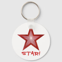 Red Star 'STAR!' keychain white