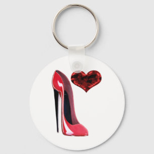 Chaveiro Red Stiletto Calçado e 3D Heart design