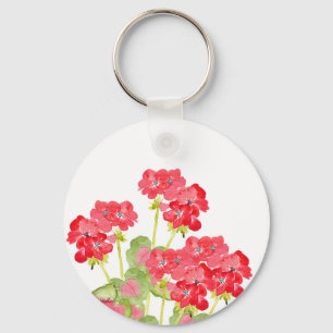Chaveiro Red Watercolor Geraniums 2
