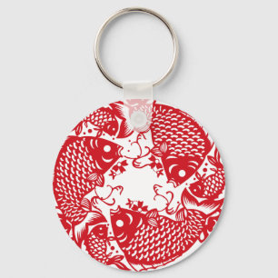 Chaveiro Red Whirling Koi Carp Fish Group