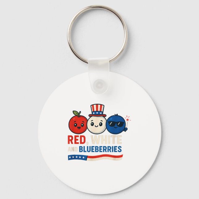 Chaveiro Red, White And Blueberries Patriot Cute Cartoon De (Frente)