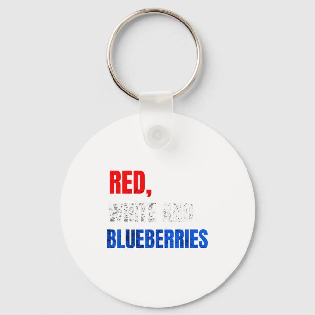Chaveiro Red White And Blueberries Patriot Fun Summer Party (Frente)
