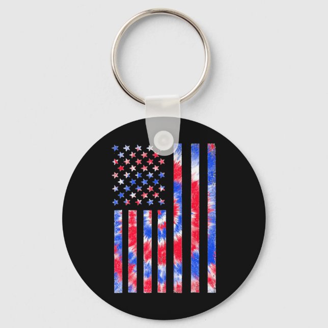 Chaveiro Red White Blue Tie Dye American Flag 4th O (Frente)