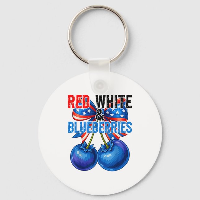 Chaveiro Red White Blueberries Funny Patriotic Retro Usa Hu (Frente)