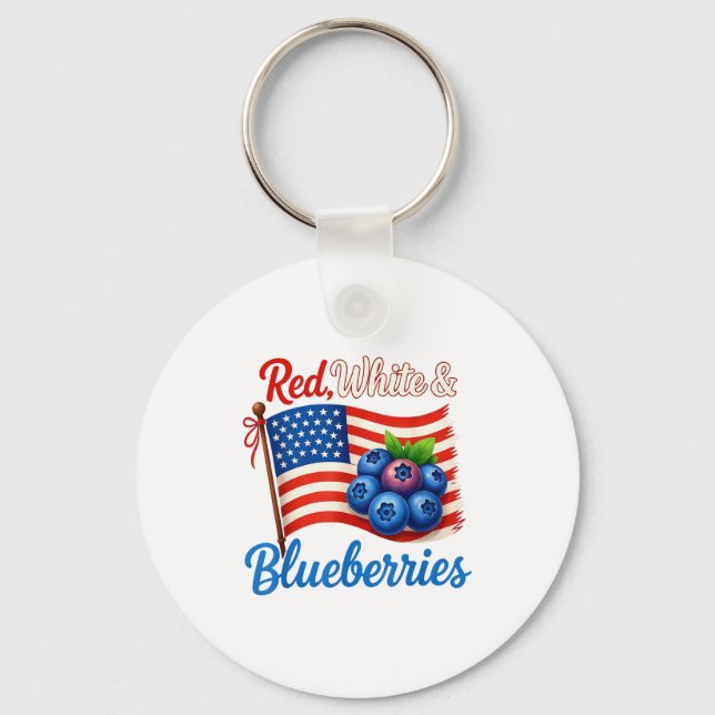 Chaveiro Red White Blueberries Funny Patriotic Usa Flag Vin (Frente)