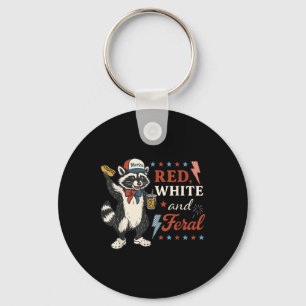 Chaveiro Red White E Feral Funny Raccoon 4 De Julho Patr