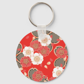 Chaveiro Red & White Sakura Japan Kimono
