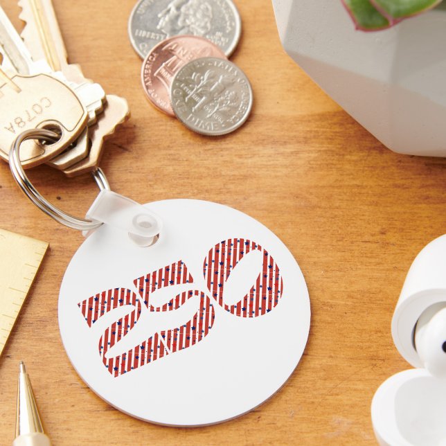 Chaveiro Red White Stripe Blue Stars America 250 Birthday (Criador carregado)