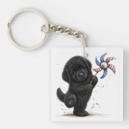 Chaveiro Redemoinho de cachorrinho vermelho branco e azul
