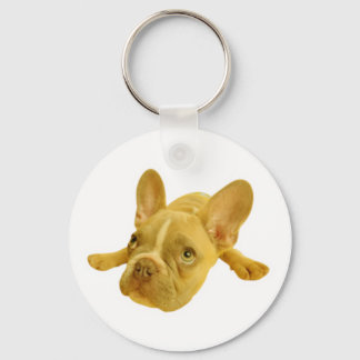 Chaveiro Redondo Branco de Cachorrinho French Bull