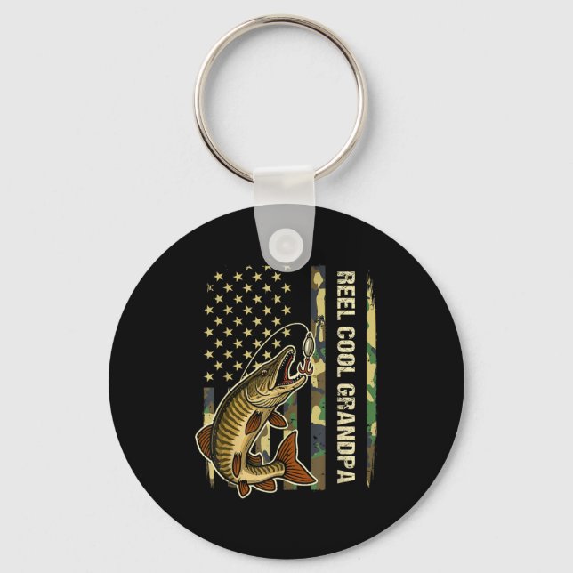 Chaveiro Reel Cool Grandpa Muskie Fishing Fisherman America (Frente)