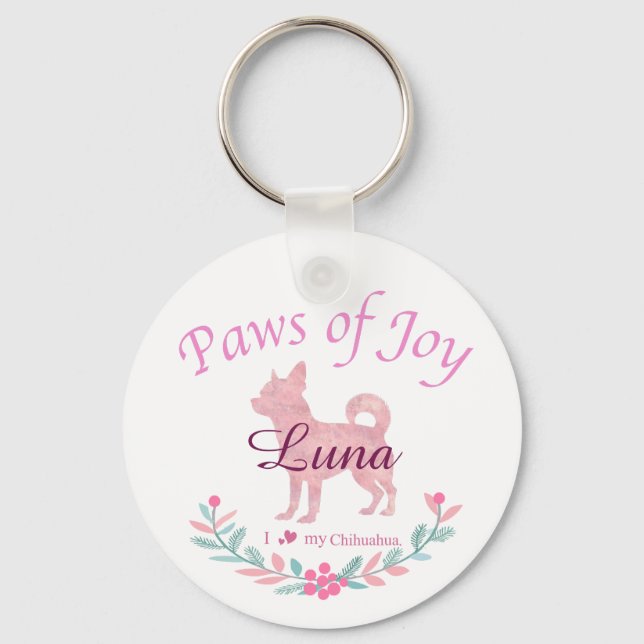 Chaveiro Refined Pastel Pink Chihuahua | Custom Christmas (Frente)