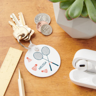 Chaveiro Refletor PERSONALIZADO do Badminton Birdie Racquet