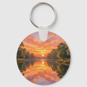 Chaveiro Reflexo do Rio ao Pôr do Sol Vibrante