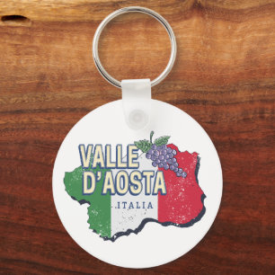 Chaveiro Região de Aosta Valley Itália Map Vintage Souvenir