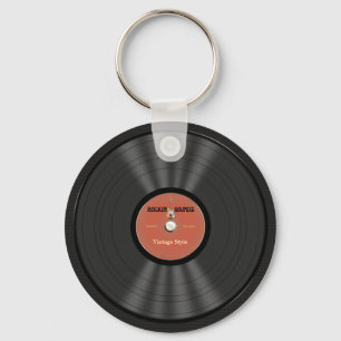 Chaveiro Registro de vinil da rocha do vintage