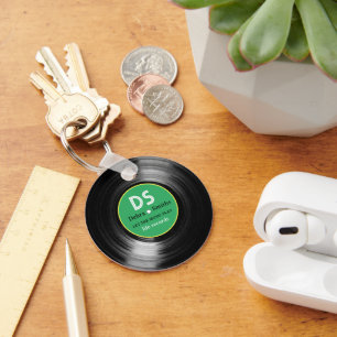 Chaveiro Registro de vinilo com o nome Green Music Na moda