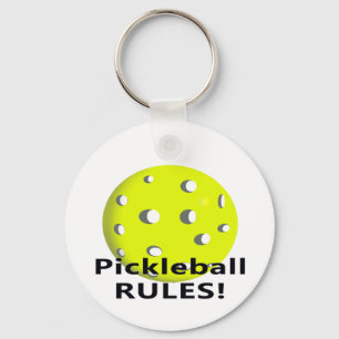 Chaveiro Regras de Pickleball! Com texto amarelo do preto