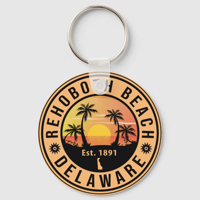 Chaveiro Rehoboth Beach Delaware Retro Sunset Souvenirs 60s (Frente)