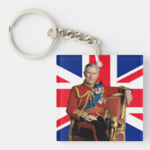 Rei Carlos III com bandeira britânica