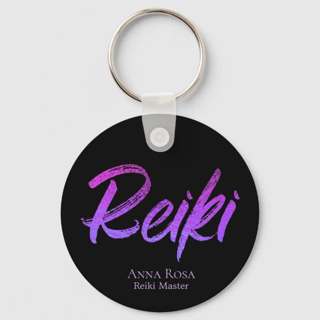 Chaveiro *~* Reiki Energy Healing Typografia Iridescente (Frente)