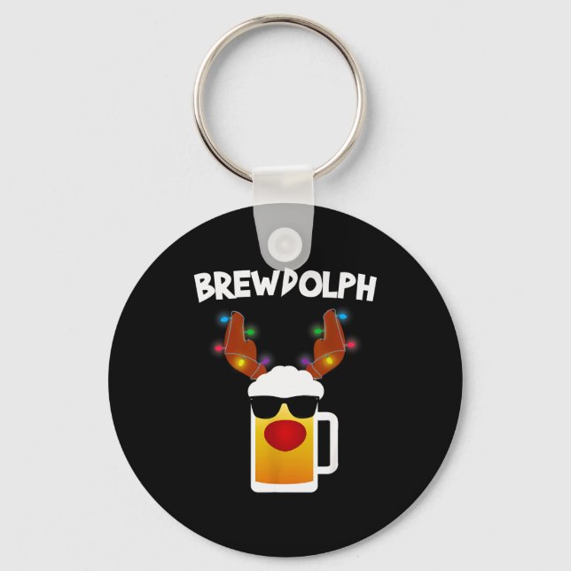 Chaveiro Reindeer Beer Rudolph Brewdolph Funny Christmas  (Frente)
