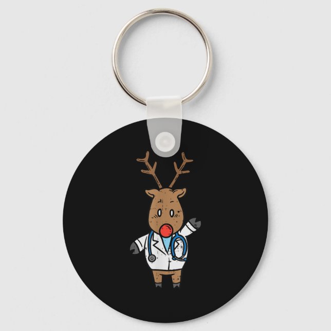 Chaveiro Reindeer Doctor Nurse Stethoscope Medical Christma (Frente)