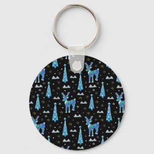 Chaveiro Reindeer, flocos de neve, padrão de Natal