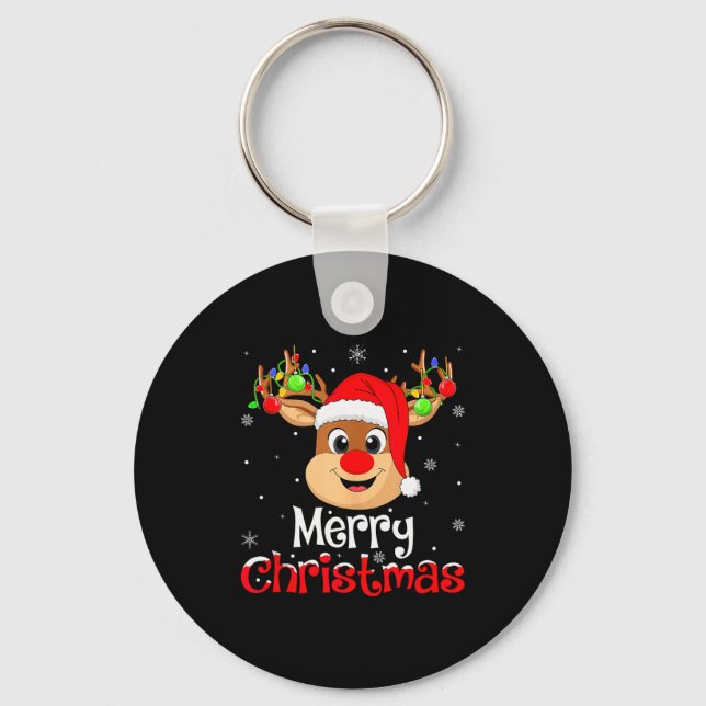 Chaveiro Reindeer Merry Christmas Family Men Women Kids Xma (Frente)