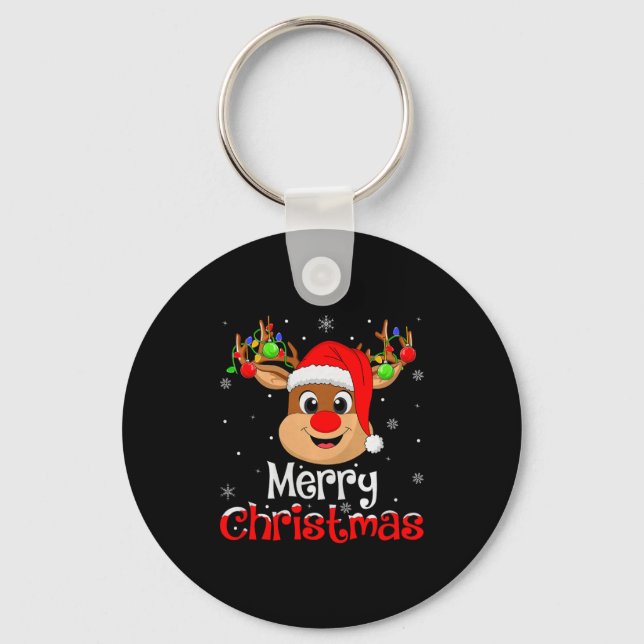 Chaveiro Reindeer Merry Christmas Family Men Women Kids Xma (Frente)