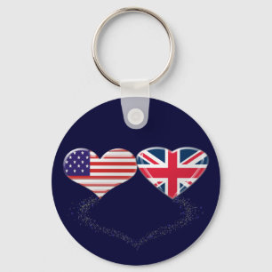 Chaveiro Reino Unido e EUA Hearts Flag e Ticker tape