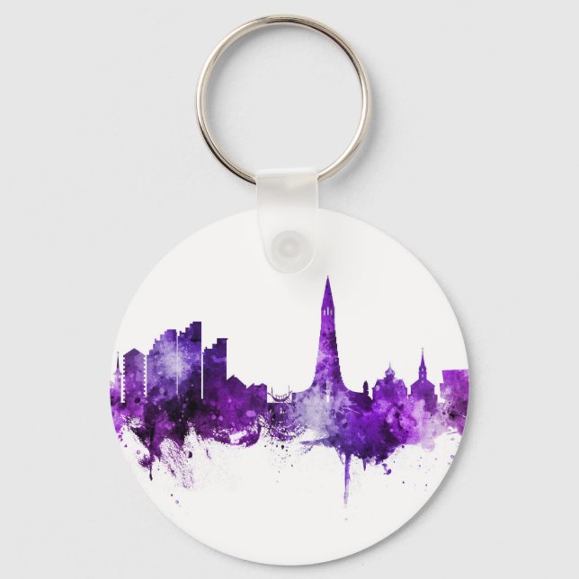 Chaveiro Reiquiavique Islândia Skyline Purple (Frente)