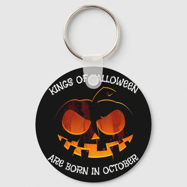 Chaveiro Reis do halloween nascem em outubro abóbora (Frente)