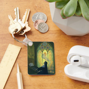 Chaveiro Religião Vintage, freira tocando um órgão na Ig