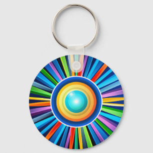 Chaveiro Relógio de parede moderno com o sol radial vibrant