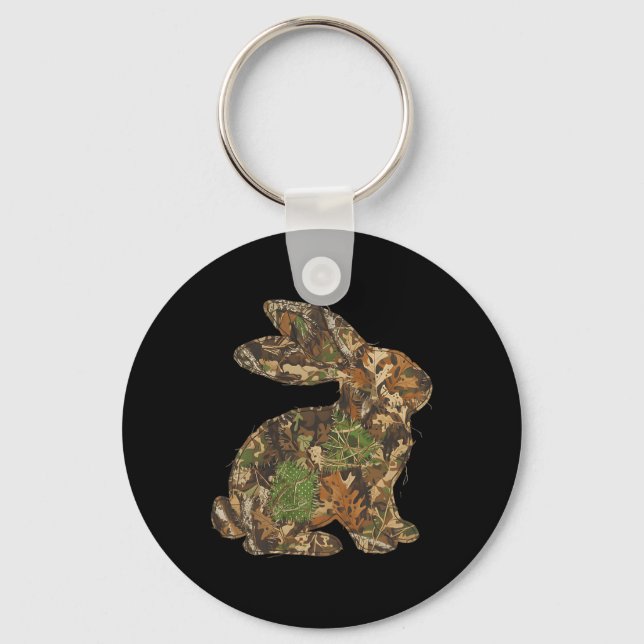 Chaveiro Remendo de coelho de Páscoa camuflado de primavera (Frente)