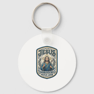 Chaveiro Remendo Embroidered Jesus Olhe Remendo Embroidered