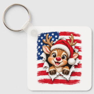 Chaveiro Rena de Natal Americana